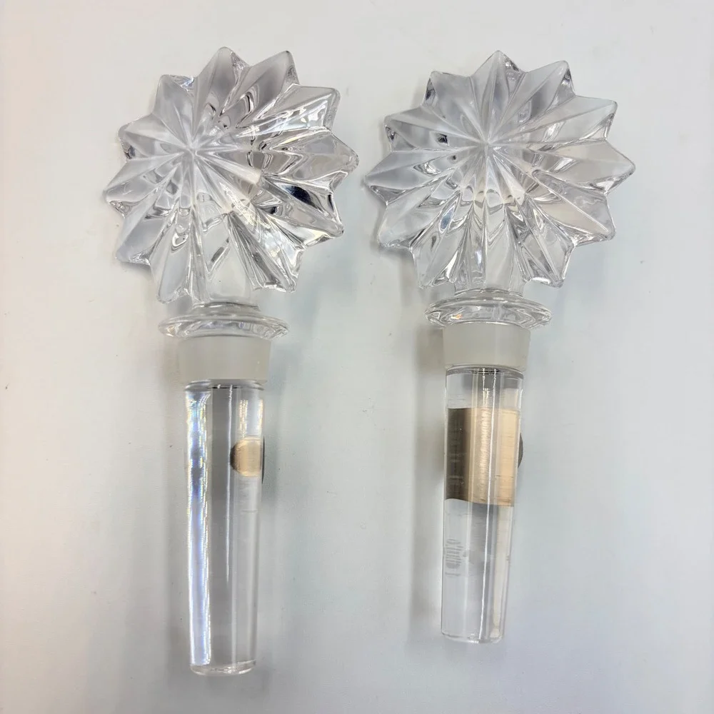 Waterford Crystal Sunburst Wine Bottle Stoppers Set of 2 Austria Star‎ NWOB